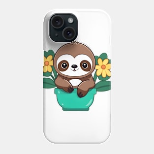 Cute sloth hiding behind bushes Phone Case