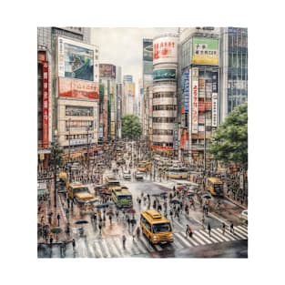 Watercolor Urban Walks -Tokyo Collection- T-Shirt