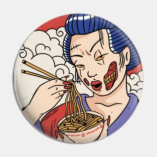 Awesome Zombie Geisha Eating Ramen Pin
