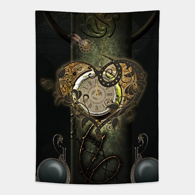 Wonderful steampunk heart, clocks and gears Tapestry by Nicky2342