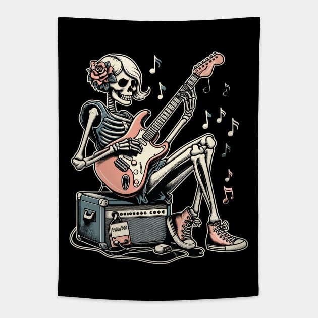 rock and roll skeleton girl Tapestry by chems eddine