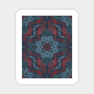 Vintage Fancy - a Pattern in Deep Teal & Red Magnet