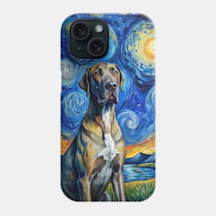 Great Dane Dog Breed Painting in a Van Gogh Starry Night Art Style Phone Case