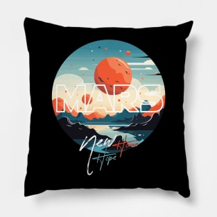 New Home Mars, Martian Life Space Exploration Art Pillow