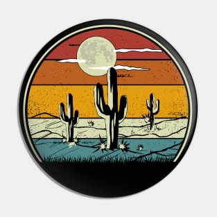 Cactus Vintage Texas Retro Wild Desert Sunset Summer Pin