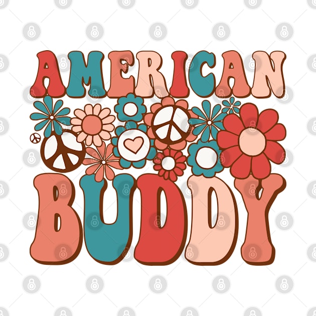 Retro Groovy American Buddy Matching Family 4th of July by BramCrye