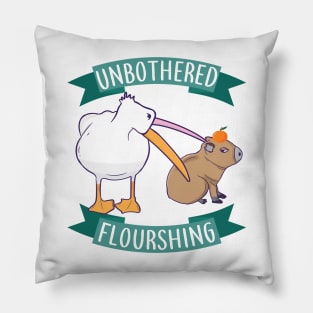 Unbothered Flourishing Capybara Pelican Funny Meme Cute Meme Pillow