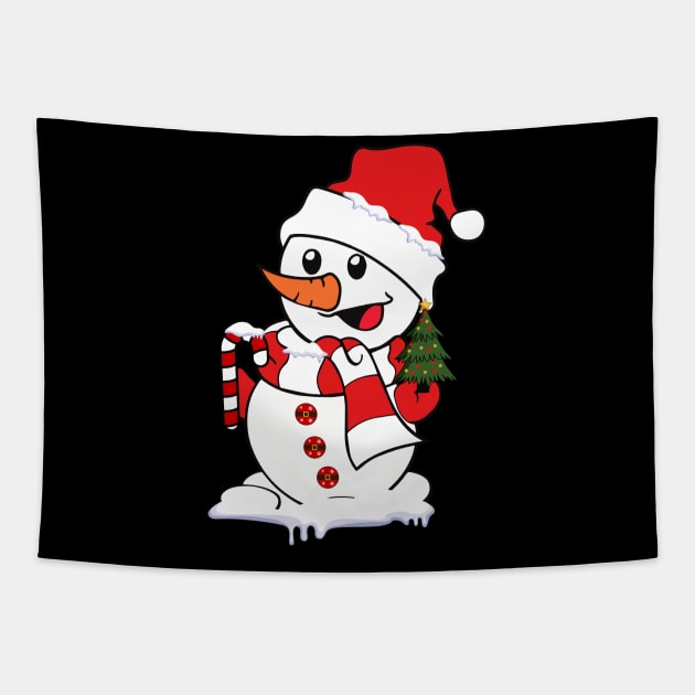 Funny Snowman Christmas Tree Xmas Gift Tapestry by BadDesignCo