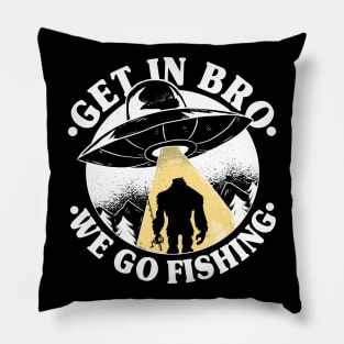 Funny Vintage Bigfoot Sasquatch UFO Fishing Gift Pillow