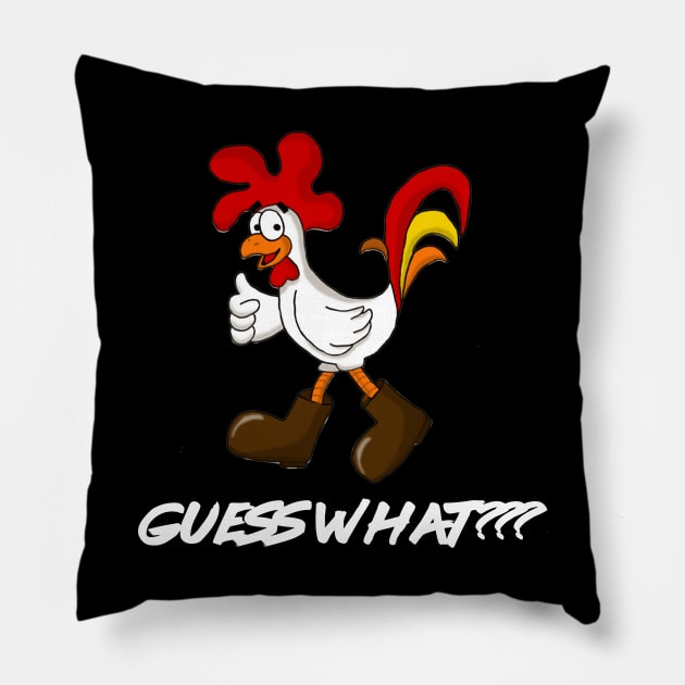 Guess What Funny Design Art Chicken Butt Pillow by stockiodsgn