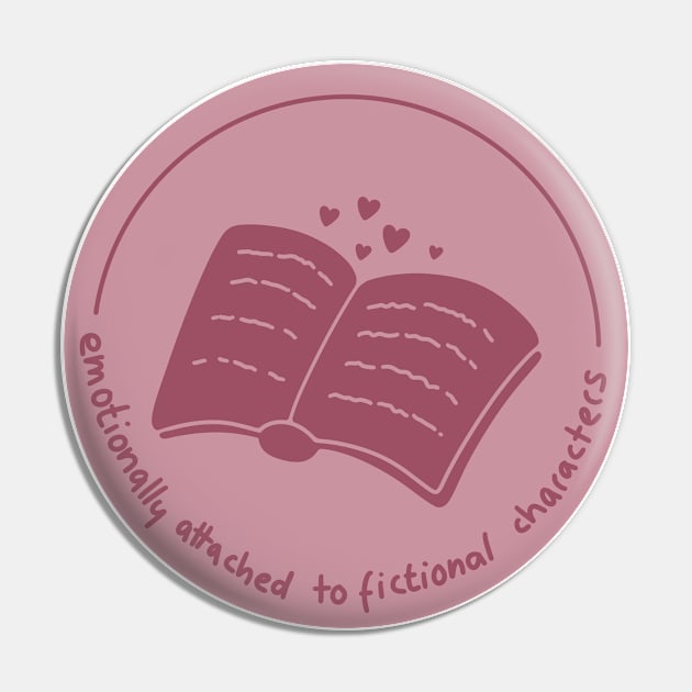 Emotionally attached to fictional characters red pink romance book design with hearts (round) Pin by loulou-artifex