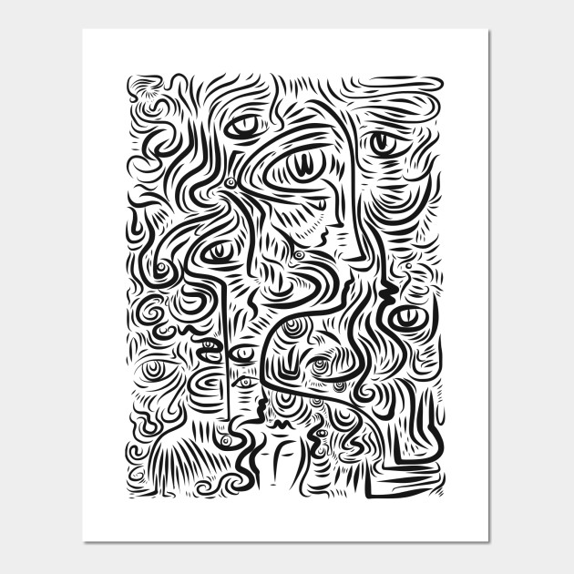Black And White Graffiti Art Abstract Faces Black And White Art