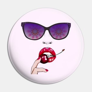 Cherry Lips Cool Sunglasses Pin