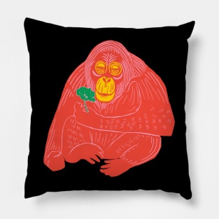 Awesome Monkey Orangutan Jungle Woodcut Print Style Pillow