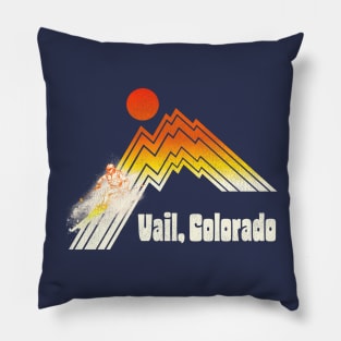 Vail Colorado 70s/80s Retro Souvenir Style Skiing Pillow