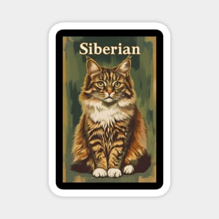 Siberian Cat Artistic Vintage Print Magnet