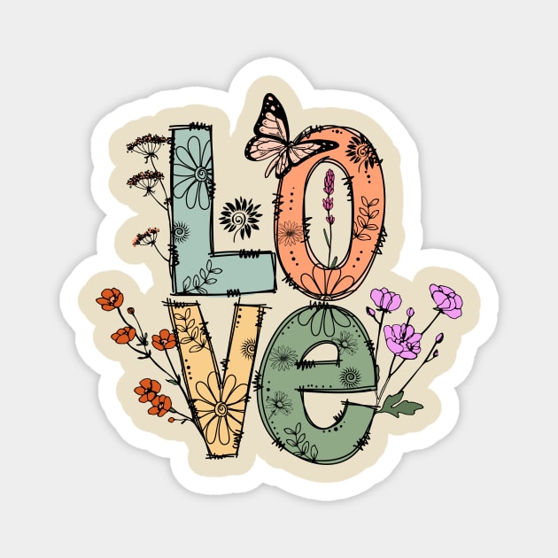 Love Floral Design Magnet by The WYLD Tribe
