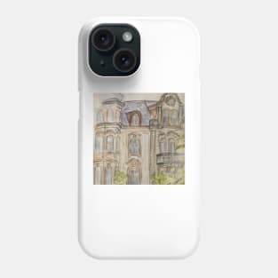 Vintage old house/ building traditional art watercolor/ Aquarell/ pencil drawing Phone Case