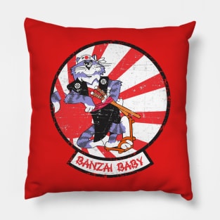 Grumman F-14 Tomcat - Banzai Baby - Grunge Style Pillow