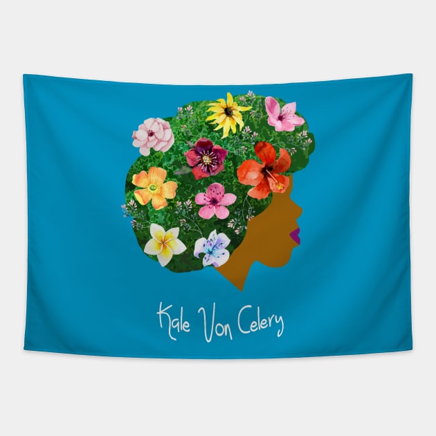 Kale Von Celery Floral Afro Tapestry by Kale Von Celery