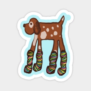 Dog in stripey socks Magnet