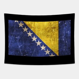 Vintage Aged and Scratched Bosnian Flag Tapestry