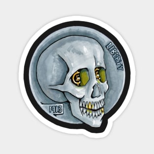 Skull Coin Hobo Nickel Magnet