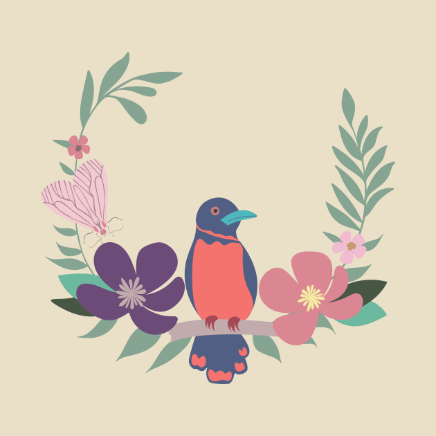 Little blue bird and his garden friends by estudioanzol