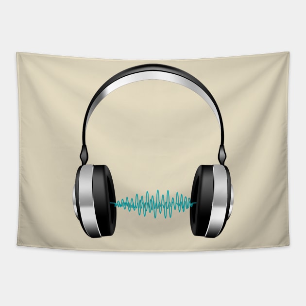 Headphones Audio Waveform Tapestry by NeilGlover