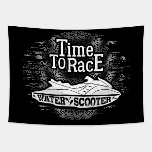 Time to Race, Water Scooter, White Design Tapestry