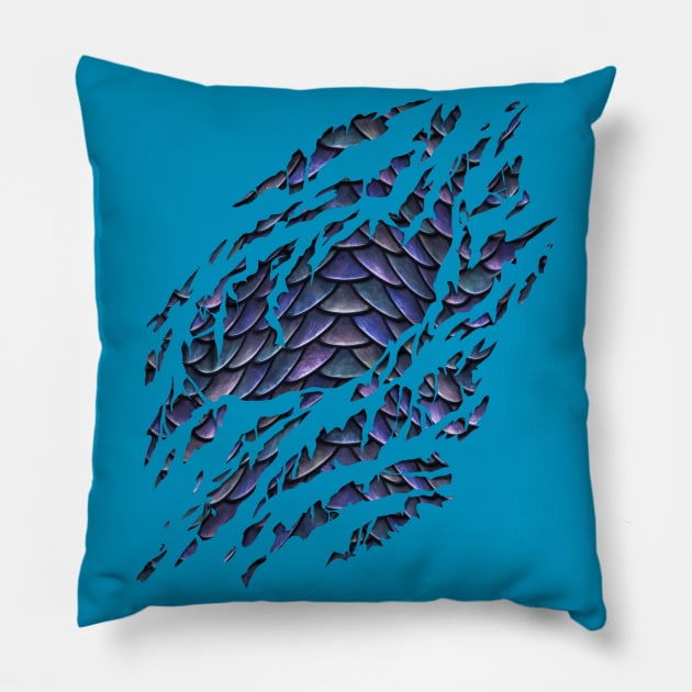 Purple Dragon Scales Ripped Pillow by Viergacht