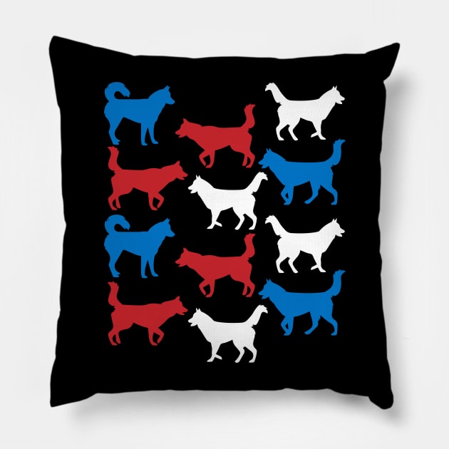 Patriotic Siberian Husky Dog America Flag 4Th Of July Pillow by klausgaiser