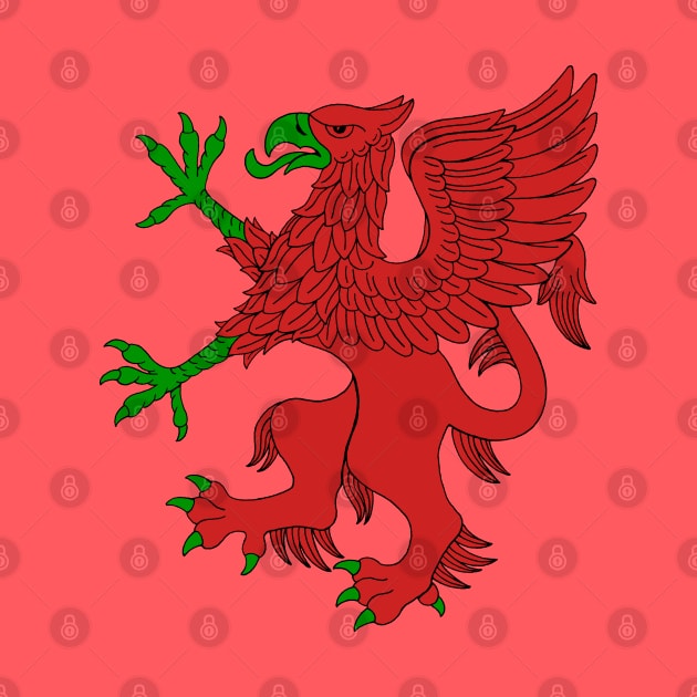 Griffin Rampant in Red and Green by AzureLionProductions