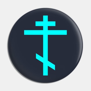 Orthodox cross (aquamarine) Pin