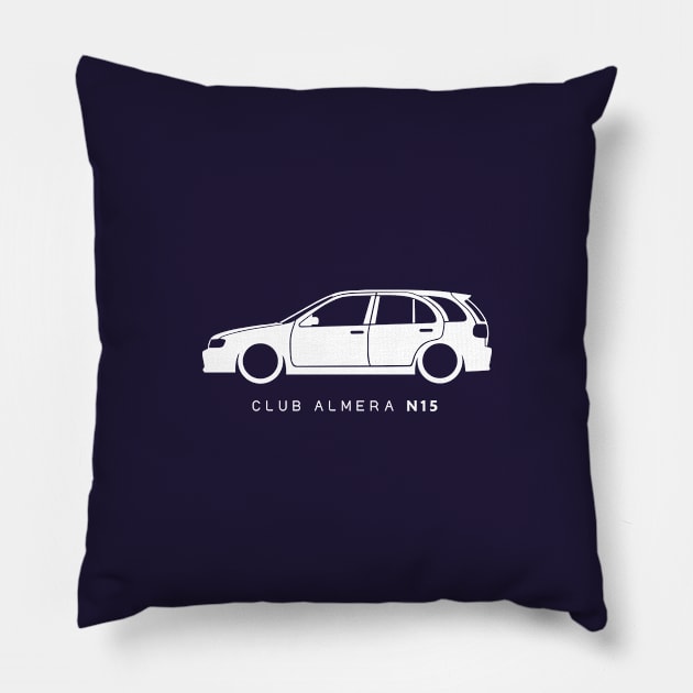Club Almera N15 Hatchback 5 Door Fan Art, Gift for him, Nissan Lover Gift, Nissan Fan Gift Pillow by Aldison Ymeraj