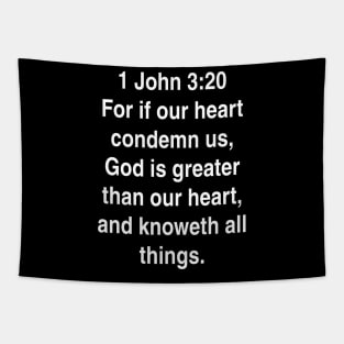 1 John 3:20  King James Version (KJV) Bible Verse Typography Tapestry