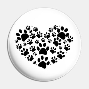 Dog paw print made of heart Pin