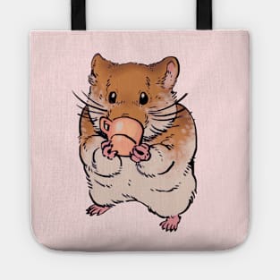 Mudwizard draws the cute hamster drinking from a doll house tea cup / funny animal meme Tote