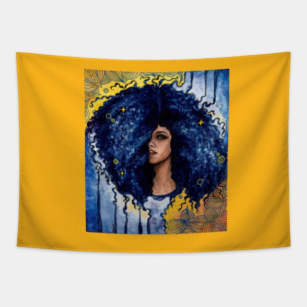 Blue curls Tapestry by mahinaz