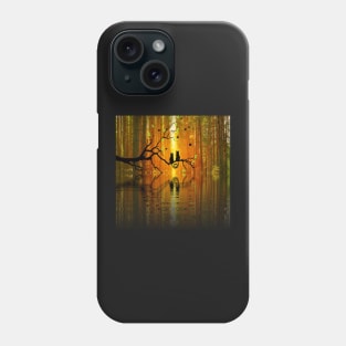 Beautiful Reflection Art Graphic Design, Autumn Lovers Couple Design, Two Cat's with Heart Tail Connection Available on many Products Phone Case