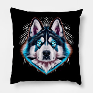 Alaskan Malamute Tribal Design Pillow