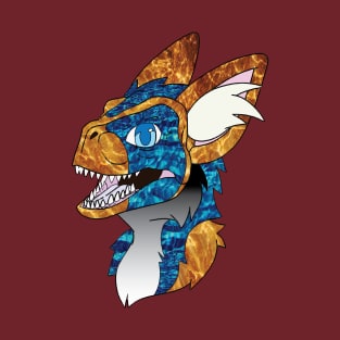 Dino Fursuit Furry Skulldog Fursona blue graphic T-Shirt