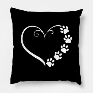 Dog paw prints with heart symbol Pillow