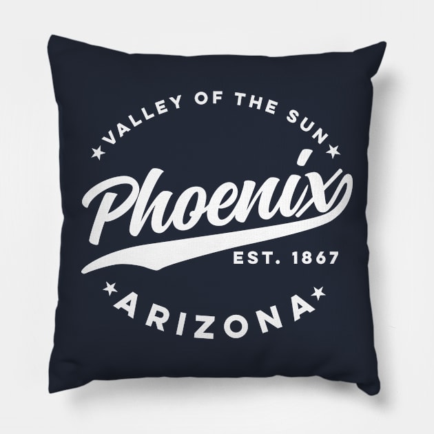 Vintage Phoenix Arizona Valley of the Sun City White Pillow by DetourShirts