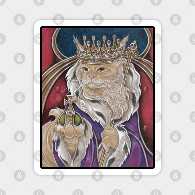 King Cat - Black Outlined Version Magnet by Nat Ewert Art