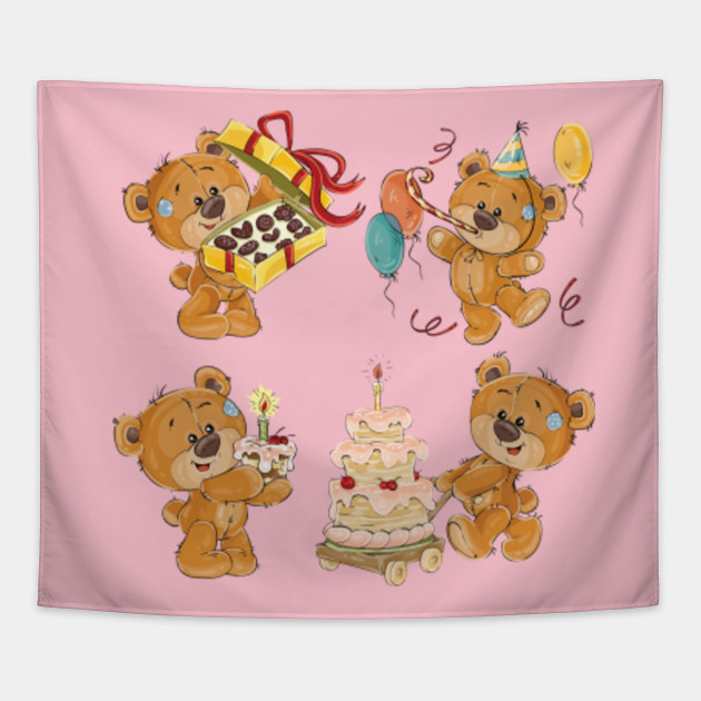 Teddy Bear Hand Painted Cartoon Teddy Bear Four Bear Illustration Png Clipart Teddy Bear Tapestry Teepublic