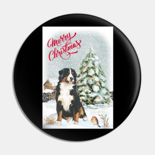 Bernese Mountain Dog Merry Christmas Santa Dog Pin