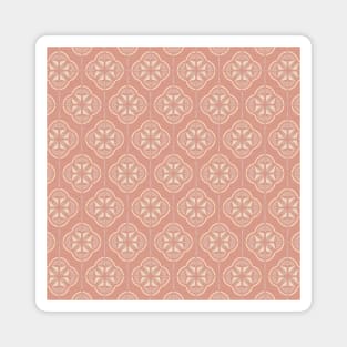 Retro Floral Geometric Tile / Blush Pink Magnet