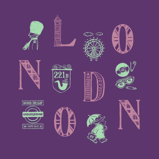 London Alphabets - Liberty Purple by akaneyabushita