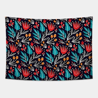 Red Flowers Colorful Pattern Tapestry